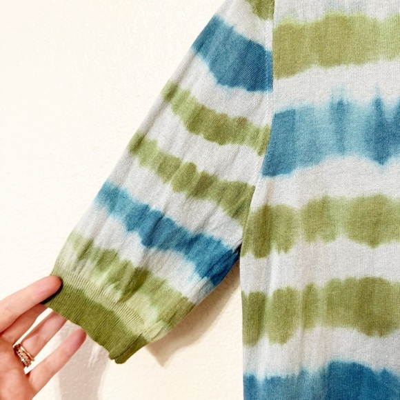 Happy Sheep Tie Dye Cotton Green Blue Short Sleeve Sweater size small - Picture 4 of 7
